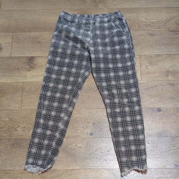 Venti6 Plaid Frayed Hem Corduroy Pants joggers sz small /no drawstring - Picture 1 of 11